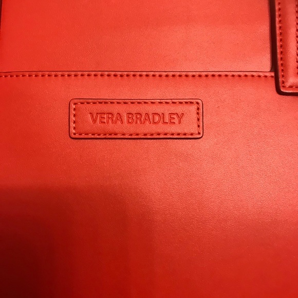 VERA BRADLEY FAUX LEATHER ORANGE TOTE - Picture 6 of 10